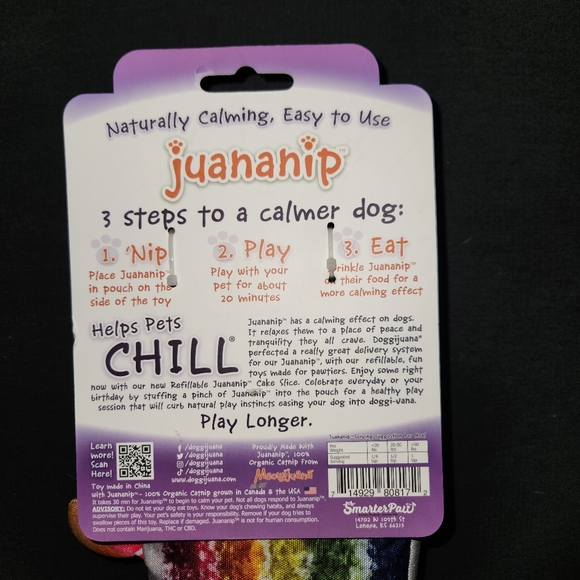 Doggijuana Get the Pawty Started Refillable Juananip Cake Squeaky Dog Plush Toy - Picture 3 of 5